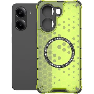 4U Sky Xiaomi Poco X7 Pro 5G/Redmi Turbo 4 5G Kılıf MagSafe Petek Tasarımı ile Uyumlu TPU + PC Telefon Kapağı-Yeşil (Yurt Dışından)