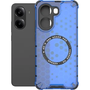 4U Sky Xiaomi Poco X7 Pro 5G/Redmi Turbo 4 5G Kılıf MagSafe Petek Tasarımı ile Uyumlu TPU + PC Telefon Kapağı-Mavi (Yurt Dışından)