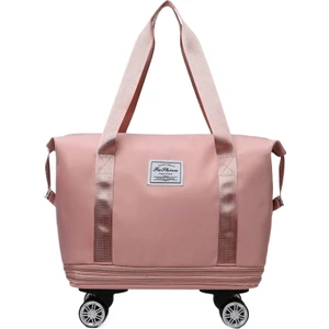 Tekerlekli Büyük Kapasiteli Seyahat Çantası Islak ve Kuru Çıkarılabilir Katlanabilir Unisex (Yurt Dışından)