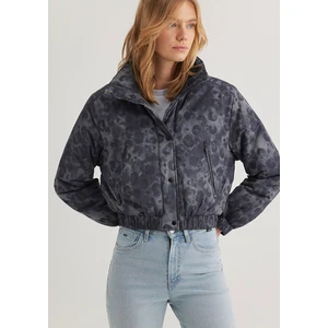 Baskılı Antrasit Crop Ceket 1110269-89122