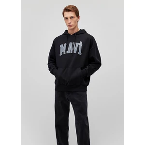 Logo Baskılı Kapüşonlu Siyah Sweatshirt 067149-902