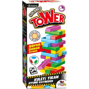 Renkli Jenga Tower Büyük Boy Eğitici Doğal Ahşap Denge Oyunu (54 parça)