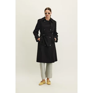 Anıka Kruvaze Kemerli Trençkot Siyah