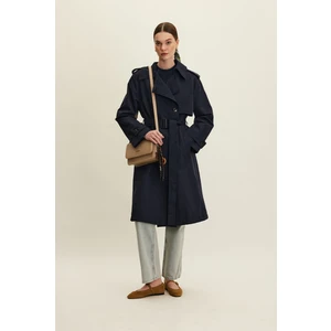 Anıka Kruvaze Kemerli Trençkot Lacivert