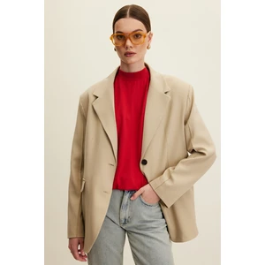 Klasik Kesim Blazer Ceket Bej