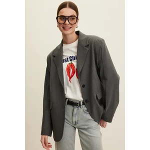 Klasik Kesim Blazer Ceket Gri