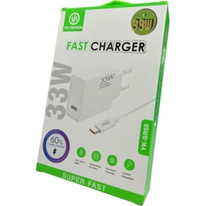 YK Desing YK-SR68 33W Watt Turbo Hızlı Şarj Cihazı Adaptörü ve Kablosu