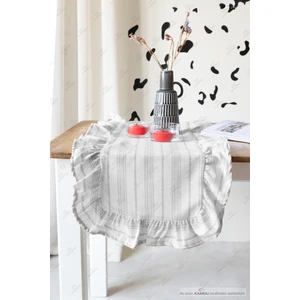 40 x 125   cm   Vintage Fırfırlı  Keten Pamuklu Amerikan Runneri,amerikan Servis