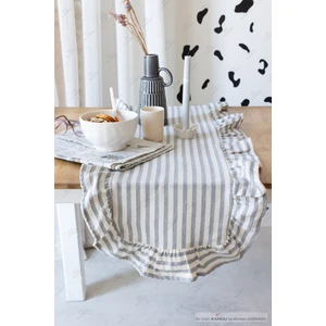 40 x 125   cm   Vintage Fırfırlı  Keten Pamuklu Amerikan Runneri,amerikan Servis