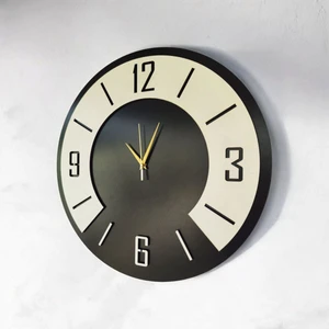 AA Shop Ahşap Siyah Beyaz Renk Sade Sayılı Hediyelik Sessiz Duvar Saati 50 cm