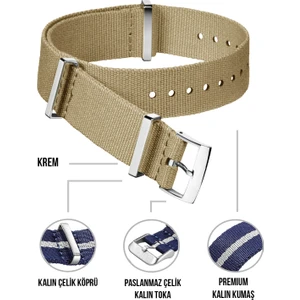 22 mm Fossil-Welder-Casio-Seiko-Omega-Armani Saat Uyumlu Nato Tekstil Kumaş Saat Kordonu F39XWDS-22