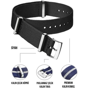 22 mm Fossil-Welder-Casio-Seiko-Omega-Armani Saat Uyumlu Nato Tekstil Kumaş Saat Kordonu F39XWDS-22