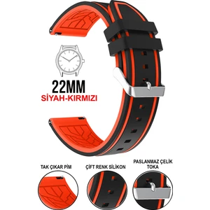 22 mm Fossil-Welder-Casio-Seiko-Omega-Armani Saat Uyumlu Silikon Saat Kordonu Kayışı A5522