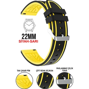 22 mm Fossil-Welder-Casio-Seiko-Omega-Armani Saat Uyumlu Silikon Saat Kordonu Kayışı A5522