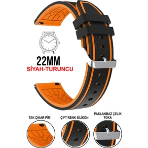 Xiaomi Mi Watch S1-S2 Yuvarlak Kasa Uyumlu 22MM Silikon Saat Kordonu Kayışı A5522MM