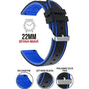 Xiaomi Mi Watch S1-S2 Yuvarlak Kasa Uyumlu 22MM Silikon Saat Kordonu Kayışı A5522MM