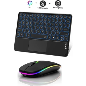 Umotech Rgb Işıklı Kablosuz Bluetooth Klavye Mouse Seti Şarjlı Ultra Slim Tablet Telefon Windows Uyumlu
