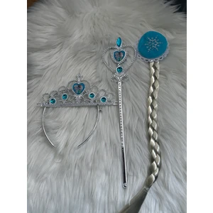 Lydia Accessory Çocuk Karlar Ülkesi Frozen Elsa Anna Sihirli Asa Saç ve Taç Seti