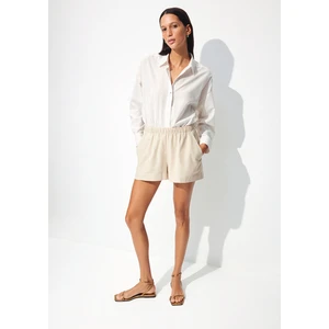 Keten Karışımlı Bej Şort 1410128-70039