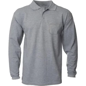 Polo Yaka Pike Örme Gri Sweatshirt