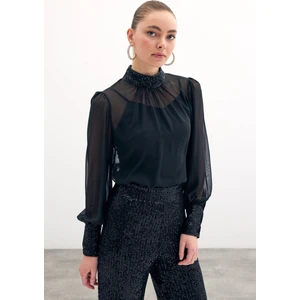 Payet Detaylı Bluz - Siyah