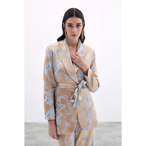 Renkli Uzun Ceket - Bebe Mavi