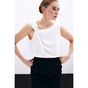 Tek Omuz Detaylı Bluz - Ekru