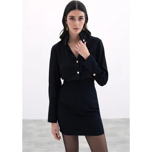 Çıt Çıt Detaylı Gömlek - Siyah