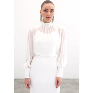 Payet Detaylı Bluz - Ekru