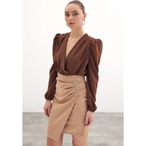 Zincir Detaylı Etek - Camel