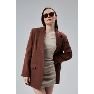 Kadın Oversize Düz Kesim Astarlı Dokuma Blazer Ceket