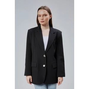 Kadın Oversize Düz Kesim Astarlı Dokuma Blazer Ceket