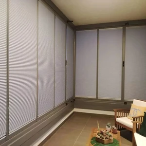 Yazar Home Katlanabilir Cam Balkon Plise Perdesi Açık Gri (Vidalı - Kancalı) Açık Gri Yzr 5