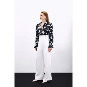 Bel Detaylı Pantolon - Ekru