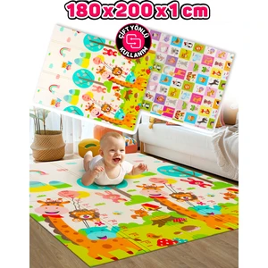 Circle Toys Neşeli Zürafa + Animals , Katlanabilir Çocuk Oyun Halısı – Ekstra Large - 180X200X1 cm - Taşıma Çantası Yanında