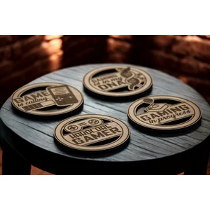 YLN Design Ylndesignwood&craft - Gaming Dna'sında Olanlara Hediye: El Yapımı Ahşap Oyuncu Bardak Altlığı Seti