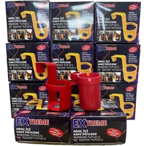 Araç Içi Cam Pencere Uyumlu Askılı Bardaklık ve Küllük Kırmızı