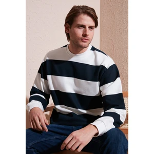 Pamuklu Çizgili Regular Fit Bisiklet Yaka Sweat Erkek Sweat 5905790