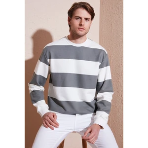 Pamuklu Çizgili Regular Fit Bisiklet Yaka Sweat Erkek Sweat 5905790