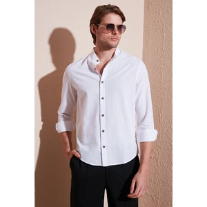 Keten Görünümlü Pamuklu Regular Fit Hakim Yaka Gömlek Erkek Gömlek CF25S112637