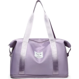 Oxford Kumaş Duffle Çanta Hafta Sonu Gecelik Omuz Çantası Spor Salonu Çanta-Açık Mor (Yurt Dışından)