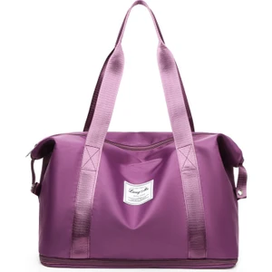 Oxford Kumaş Spor Çanta Hafta Sonu Gecelik Omuz Çantası Spor Salonu Çanta-Mor (Yurt Dışından)