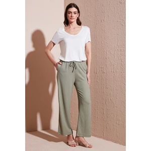 Regular Fit Normal Bel Geniş Paça Pantolon Bayan Pantolon 5866117