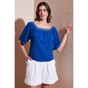 Güpürlü Regular Fit Kare Yaka Bluz Bayan Bluz 5869003