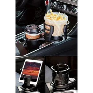 Araç Içi 360 Derece Dönen 2'li Bardaklıklı Açılarak Ayarlanabilir Bardak Tutucu Aparat