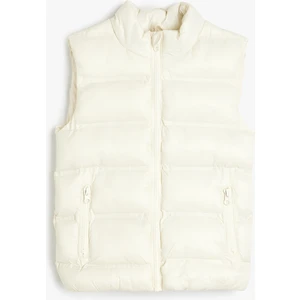 Şişme Yelek Dik Yaka Fermuarlı Cepli