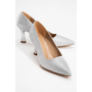 Kadın Sivri Burunlu Stiletto Gümüş Sim