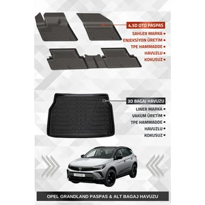 Opel Grandland 2017-2024 Uyumlu 4.5d Premium Havuzlu Oto Paspas ve Liner Marka 3D Alt Bagaj Havuzu - Grandland