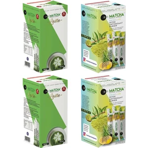 Bilge İlaç Latte ve Ananas Aromalı Detox Matcha Çayı 4 Kutu=80 Şase (Poşet)