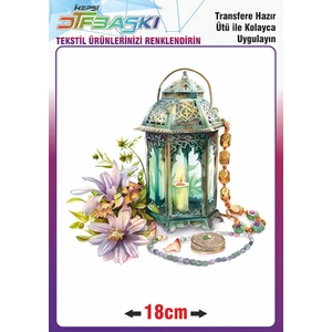 F17 Ajans Fener Çiçekler Ütü ile Yapışan Tekstil Transfer Baskı